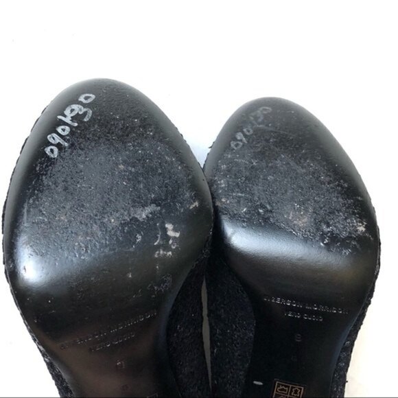 sigerson Morrison Black Pumps Shoes Genuine Suede & Sequins Block High Heels 9 - Picture 9 of 12